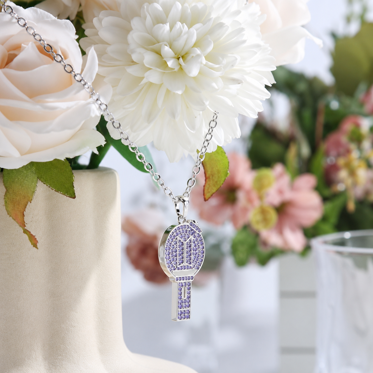 Lightstick Shape Crystal Necklace